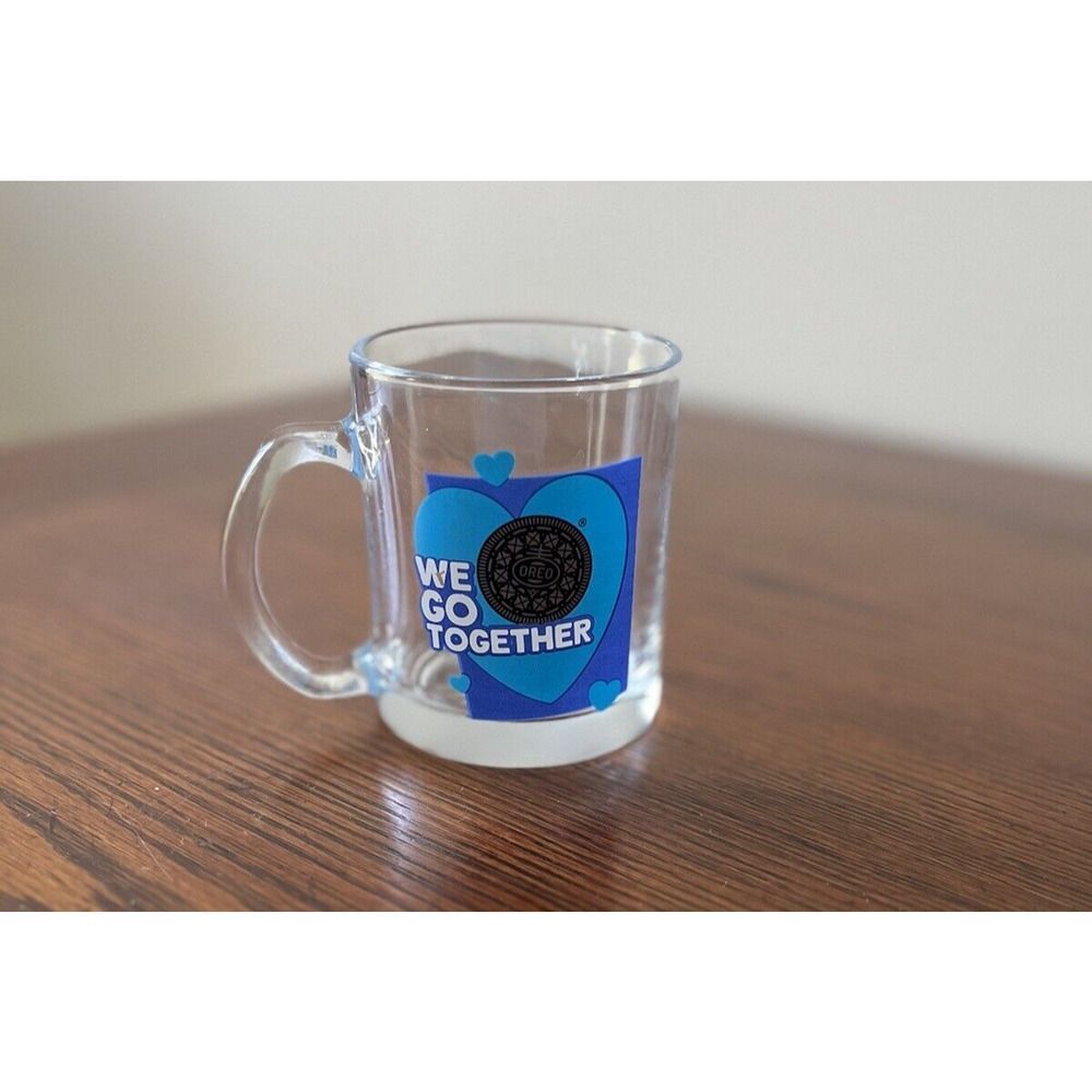 Oreo Cookie Collectible Clear Glass Coffee Mug We Go Together 10 oz. Dunking Cup